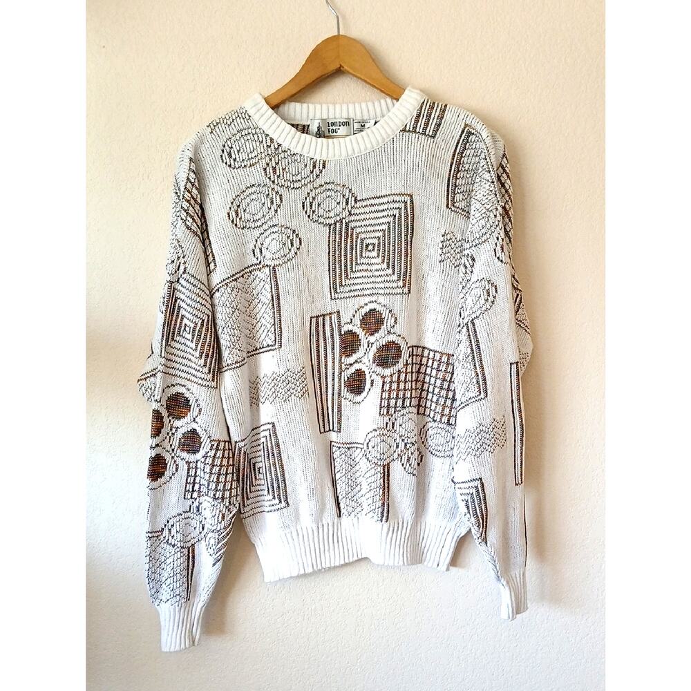 Vintage 80s London Fog Men's Abstract Sweater
